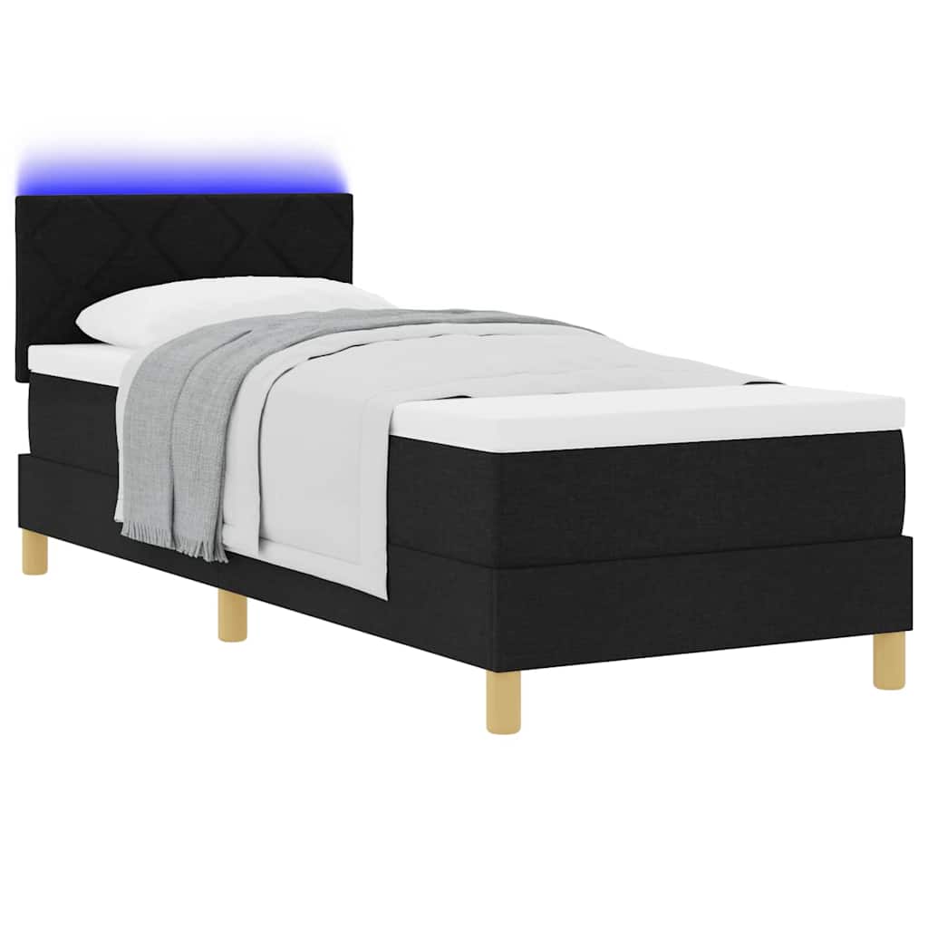 vidaXL LED Κρεβάτι με βάθρο με μαξιλάρι Μαύρο 80 x 200 cm ύφασμα