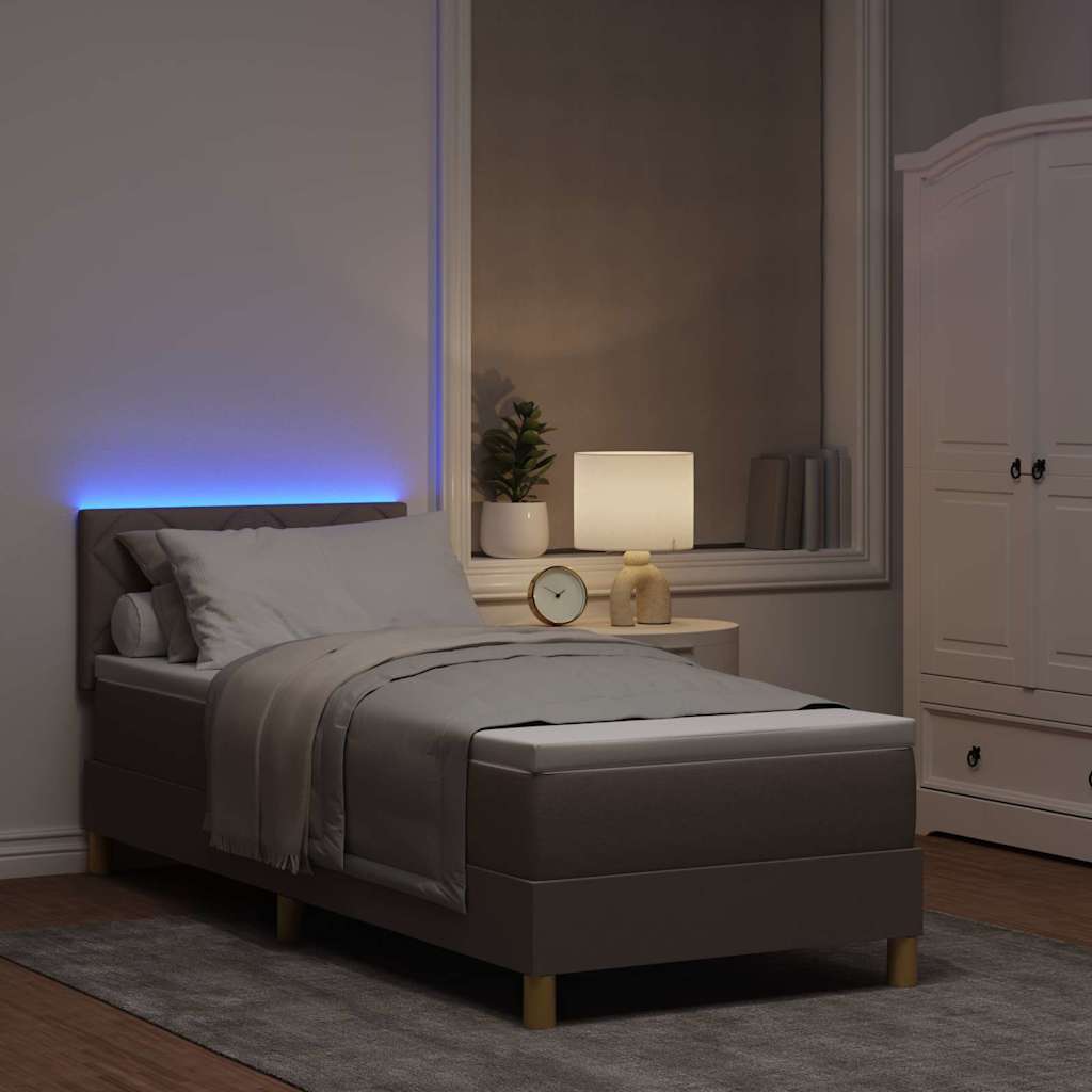 vidaXL LED Κρεβάτι με βάθρο με κεφαλάρι Taupe 80 x 200 cm ύφασμα