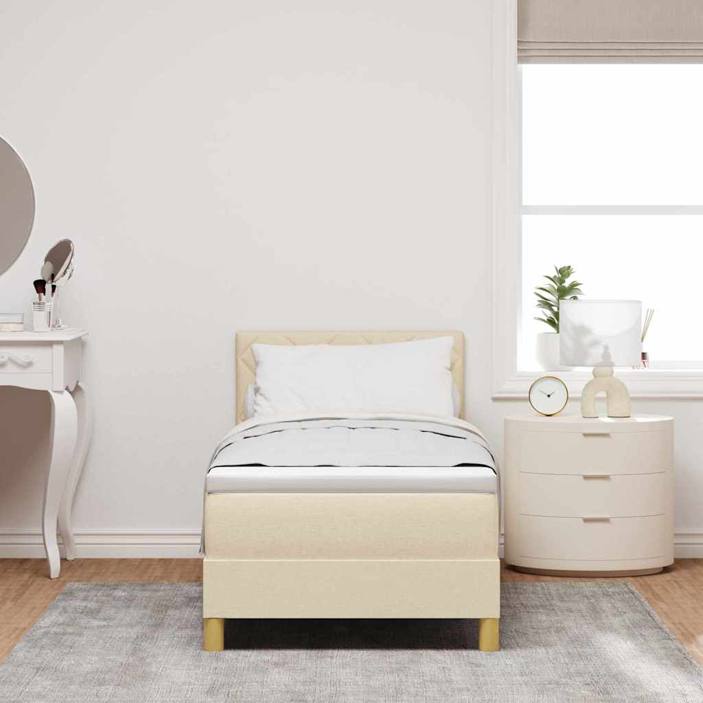 vidaXL LED Κρεβάτι με βάθρο με κεφαλάρι Κρεμ 80 x 200 cm ύφασμα