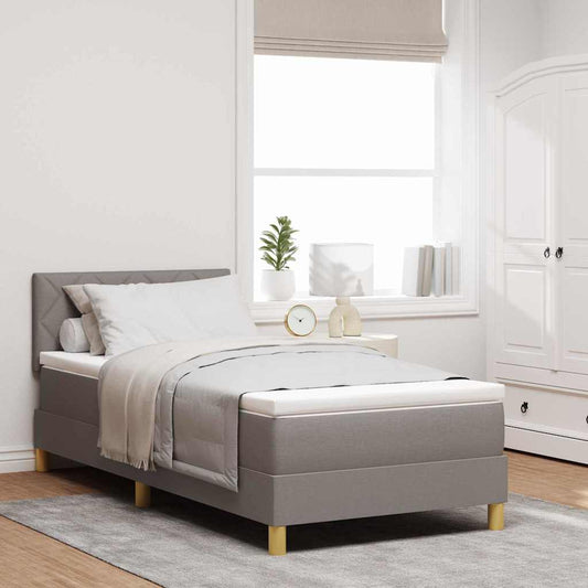 vidaXL LED Κρεβάτι με βάθρο με κεφαλάρι Taupe 100 x 200 cm ύφασμα