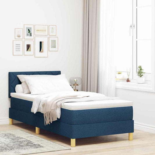 vidaXL Box Spring Bed με Στρώμα & LED Μπλε 100x200 εκ. Ύφασμα