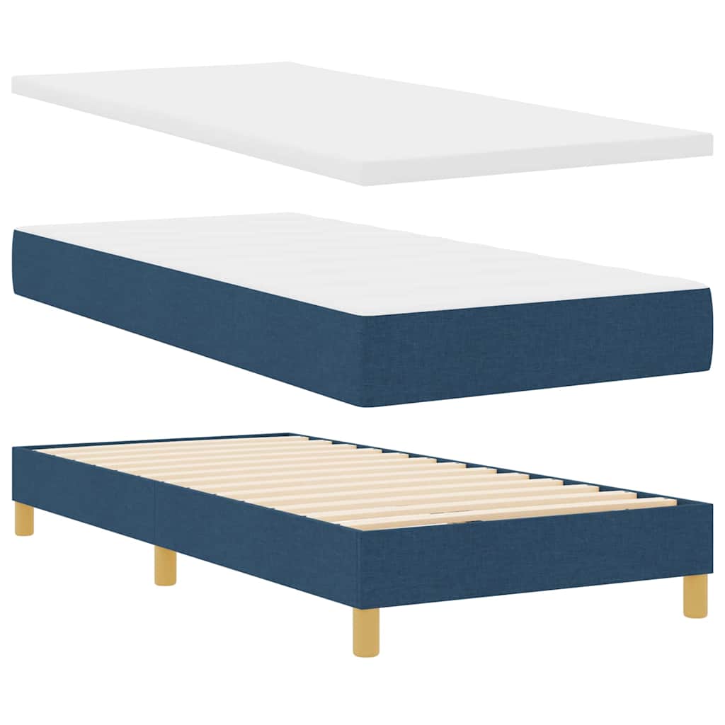 vidaXL Box Spring Bed με Στρώμα & LED Μπλε 100x200 εκ. Ύφασμα