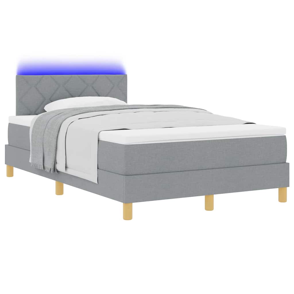 vidaXL LED Κρεβάτι με βάθρο Ανοιχτό γκρι 120 x 200 cm ύφασμα