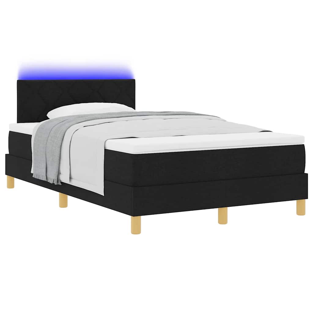 vidaXL LED Κρεβάτι με βάθρο με κεφαλάρι Μαύρο 120 x 200 cm ύφασμα