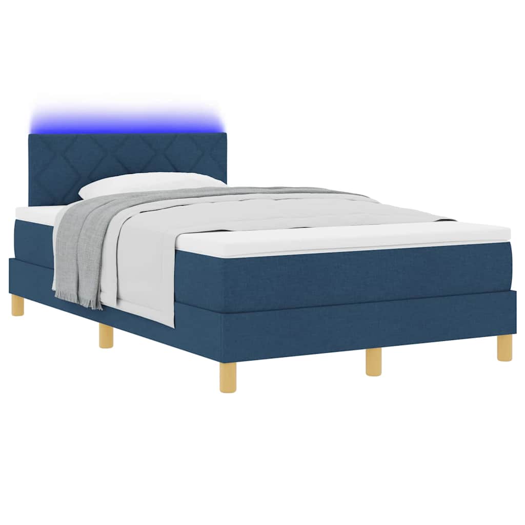 vidaXL LED Κρεβάτι με βάθρο με κεφαλάρι Μπλε 120 x 200 cm ύφασμα