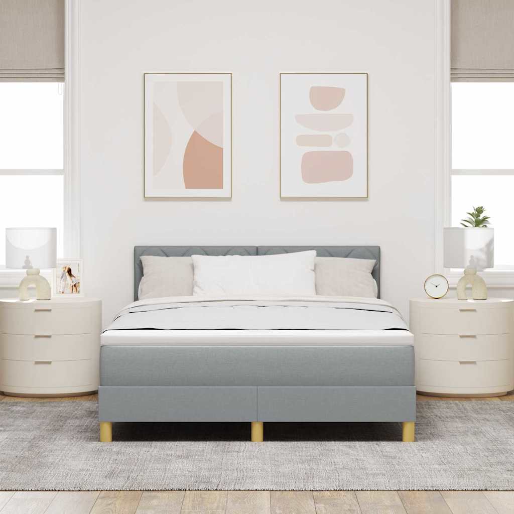 vidaXL LED Κρεβάτι με βάθρο Ανοιχτό γκρι 140 x 190 cm ύφασμα