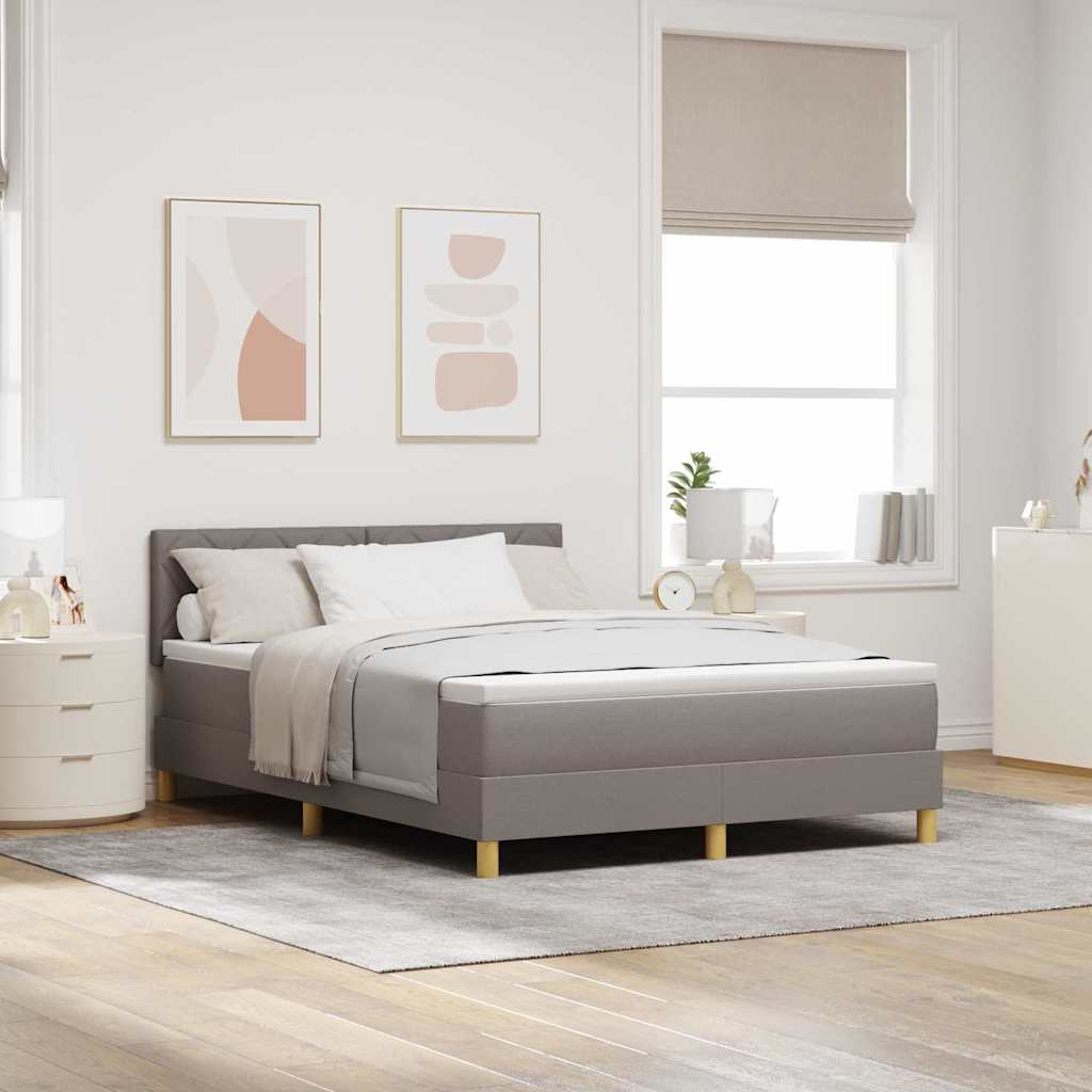 vidaXL LED Κρεβάτι με βάθρο με κεφαλάρι Taupe 140 x 190 cm ύφασμα