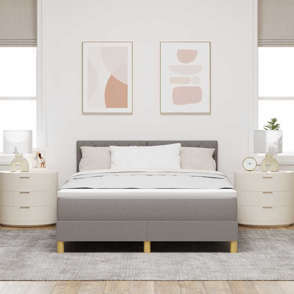 vidaXL LED Κρεβάτι με βάθρο με κεφαλάρι Taupe 140 x 190 cm ύφασμα