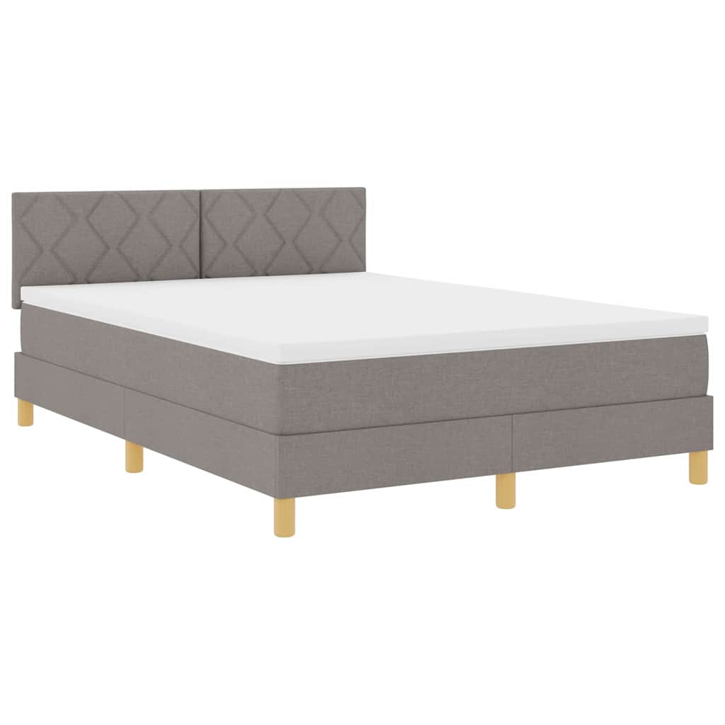 vidaXL LED Κρεβάτι με βάθρο με κεφαλάρι Taupe 140 x 190 cm ύφασμα