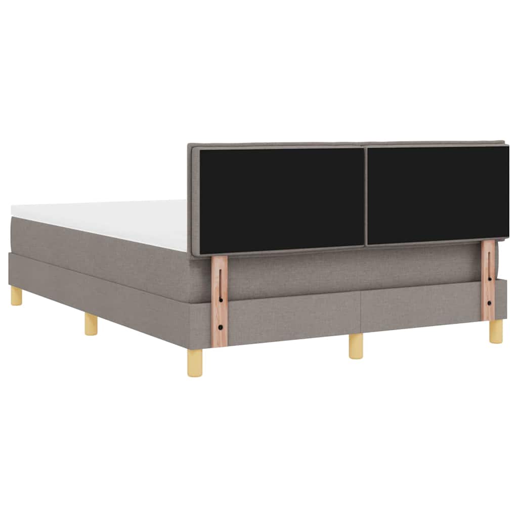 vidaXL LED Κρεβάτι με βάθρο με κεφαλάρι Taupe 140 x 190 cm ύφασμα