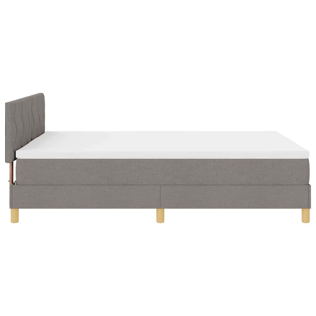 vidaXL LED Κρεβάτι με βάθρο με κεφαλάρι Taupe 140 x 190 cm ύφασμα