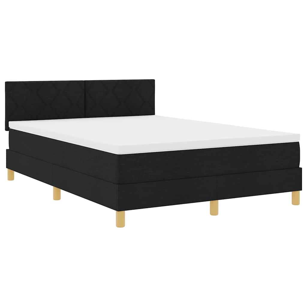 vidaXL LED Κρεβάτι με βάθρο με κεφαλάρι Μαύρο 160 x 200 cm ύφασμα