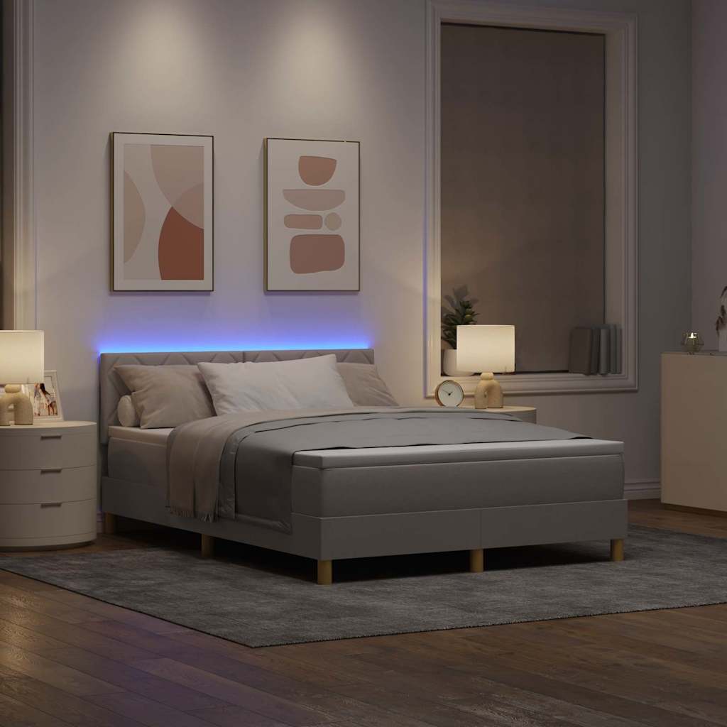 vidaXL LED Κρεβάτι με βάθρο με κεφαλάρι Taupe 160 x 200 cm ύφασμα