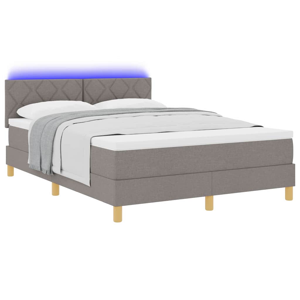 vidaXL LED Κρεβάτι με βάθρο με κεφαλάρι Taupe 160 x 200 cm ύφασμα