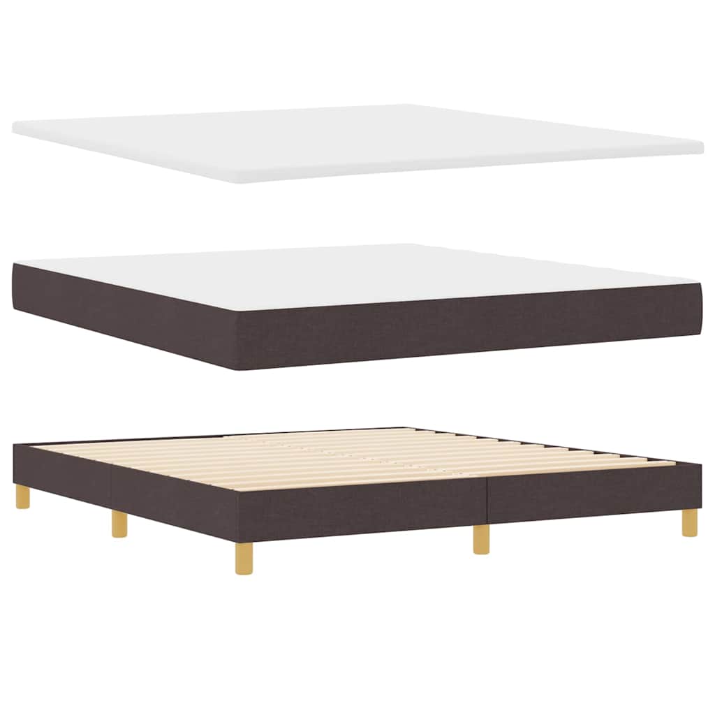 vidaXL LED Κρεβάτι με βάθρο Σκούρο Καφέ 180 x 200 cm ύφασμα