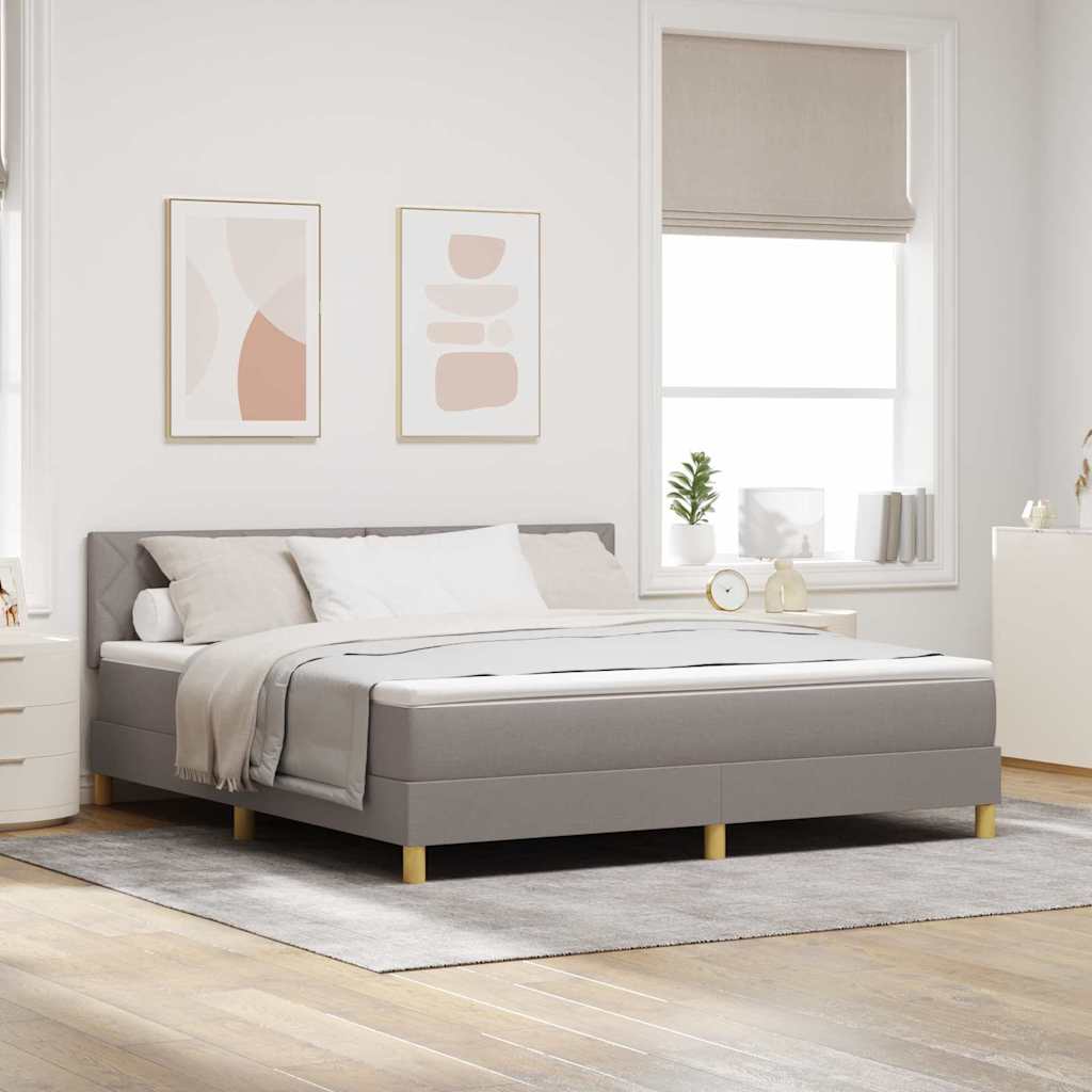 vidaXL LED Κρεβάτι με βάθρο με κεφαλάρι Taupe 180 x 200 cm ύφασμα