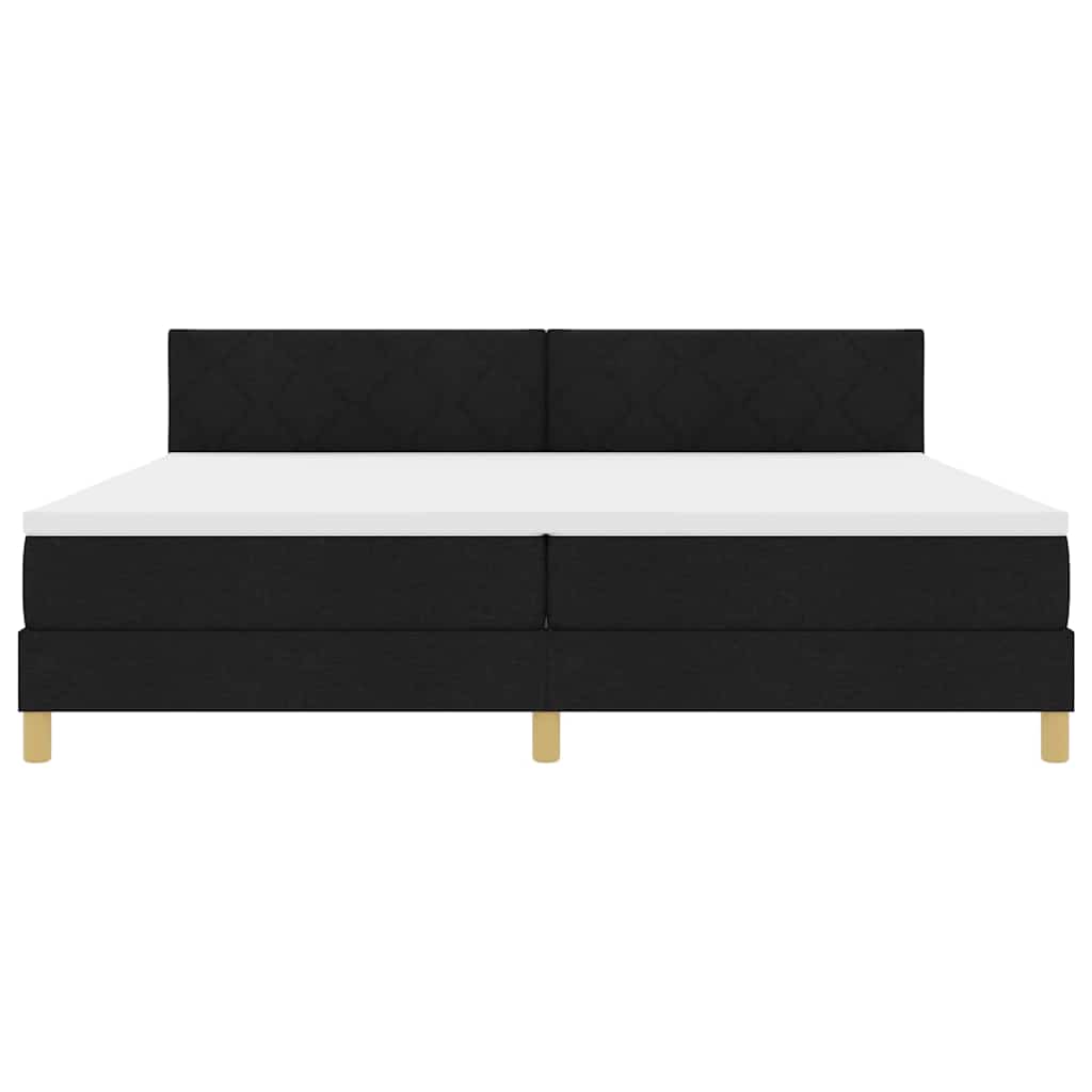 vidaXL LED Κρεβάτι με βάθρο με κεφαλάρι Μαύρο 200 x 200 cm ύφασμα