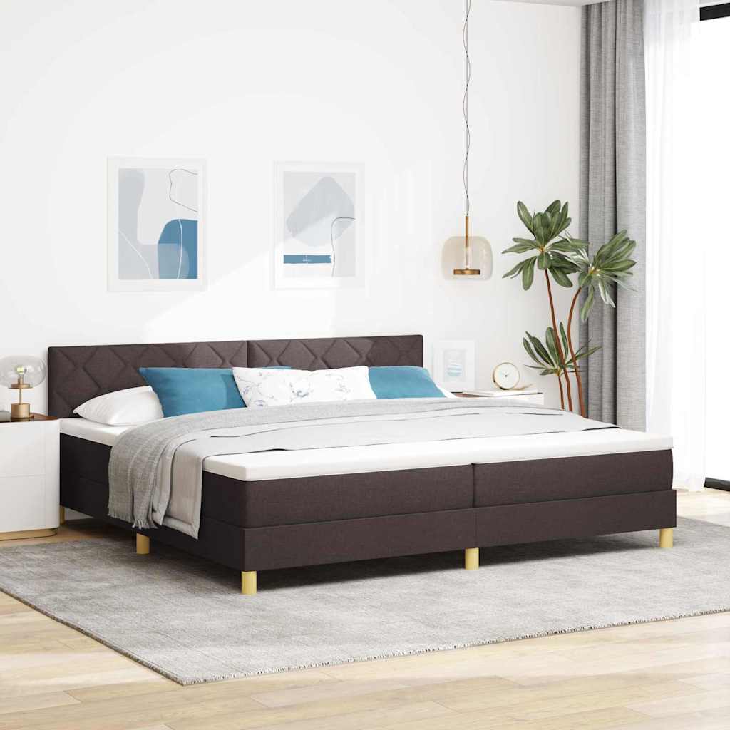vidaXL LED Κρεβάτι με βάθρο Σκούρο Καφέ 200 x 200 cm ύφασμα