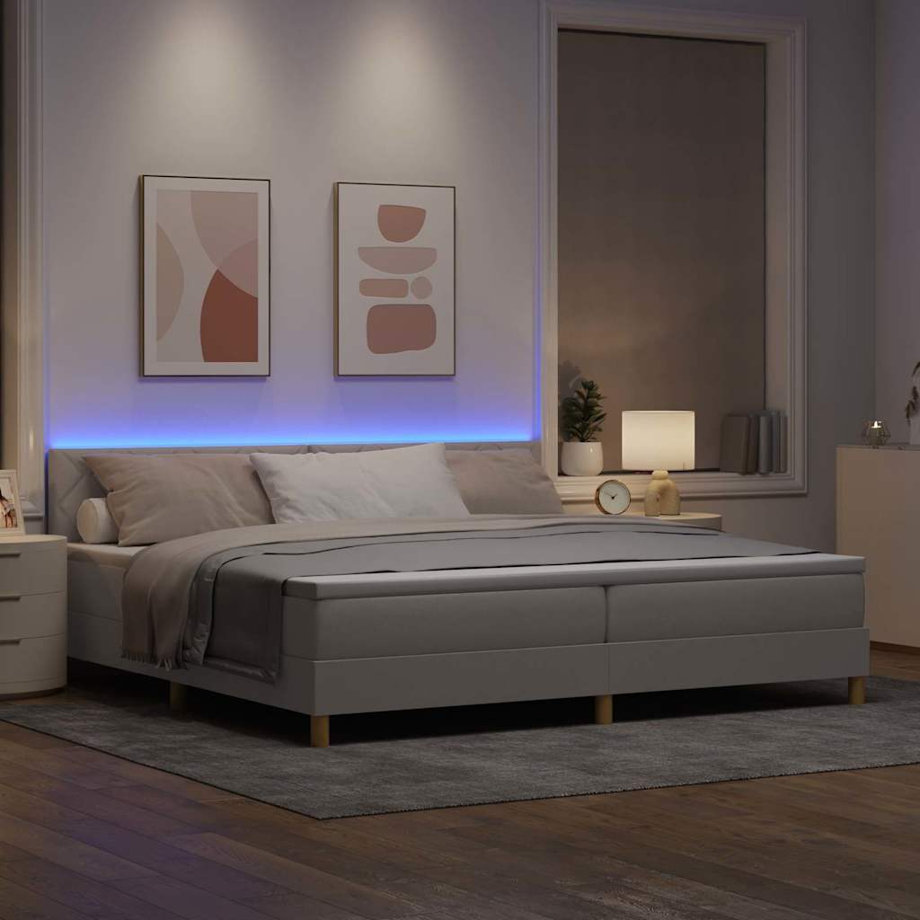 vidaXL LED Κρεβάτι με βάθρο με κεφαλάρι Taupe 200 x 200 cm ύφασμα