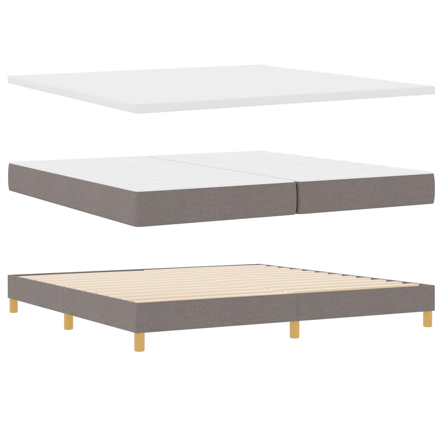 vidaXL LED Κρεβάτι με βάθρο με κεφαλάρι Taupe 200 x 200 cm ύφασμα