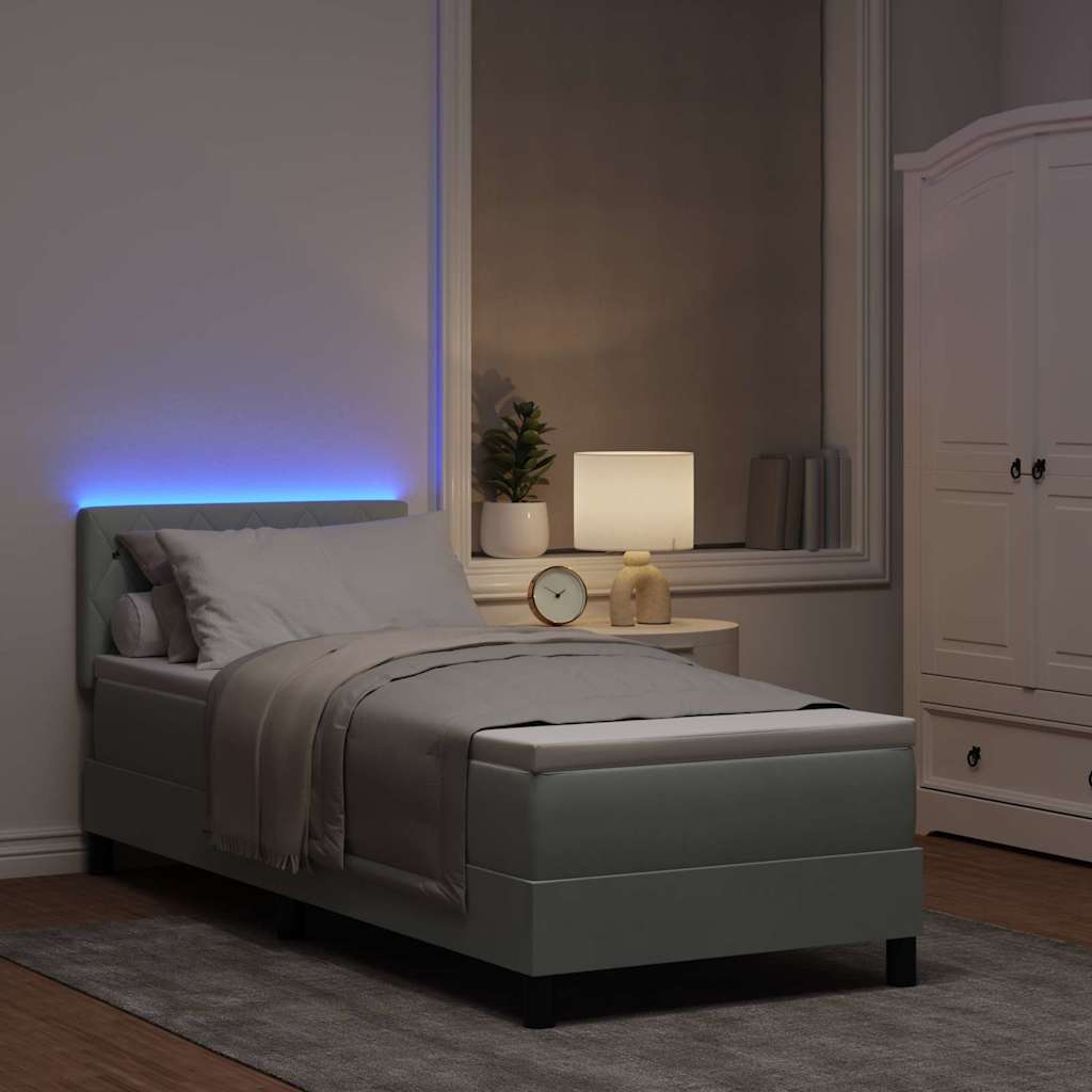 vidaXL LED Κρεβάτι με βάθρο με στρώμα Ανοιχτό γκρι 80 x 200 cm Βελούδο