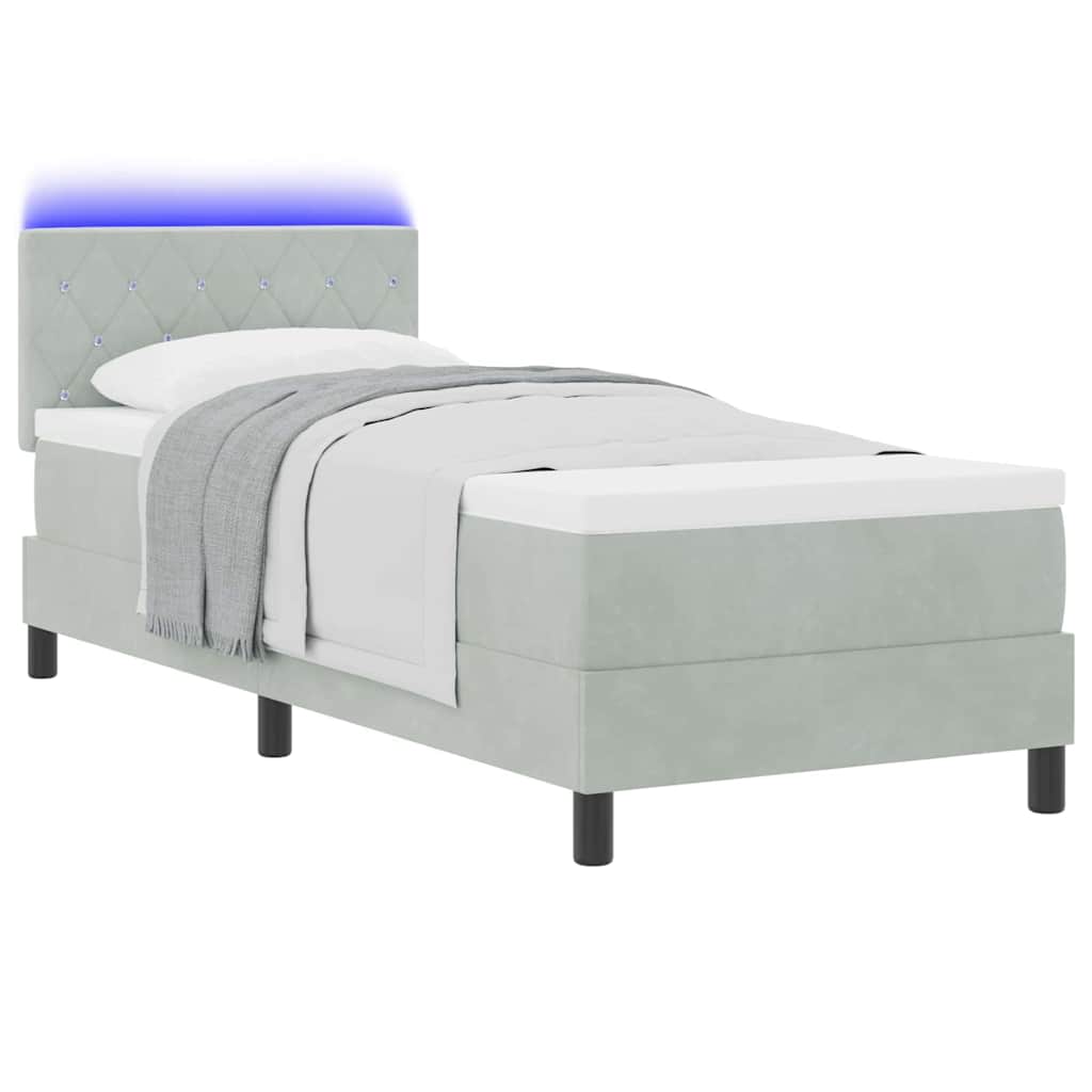 vidaXL LED Κρεβάτι με βάθρο με στρώμα Ανοιχτό γκρι 80 x 200 cm Βελούδο