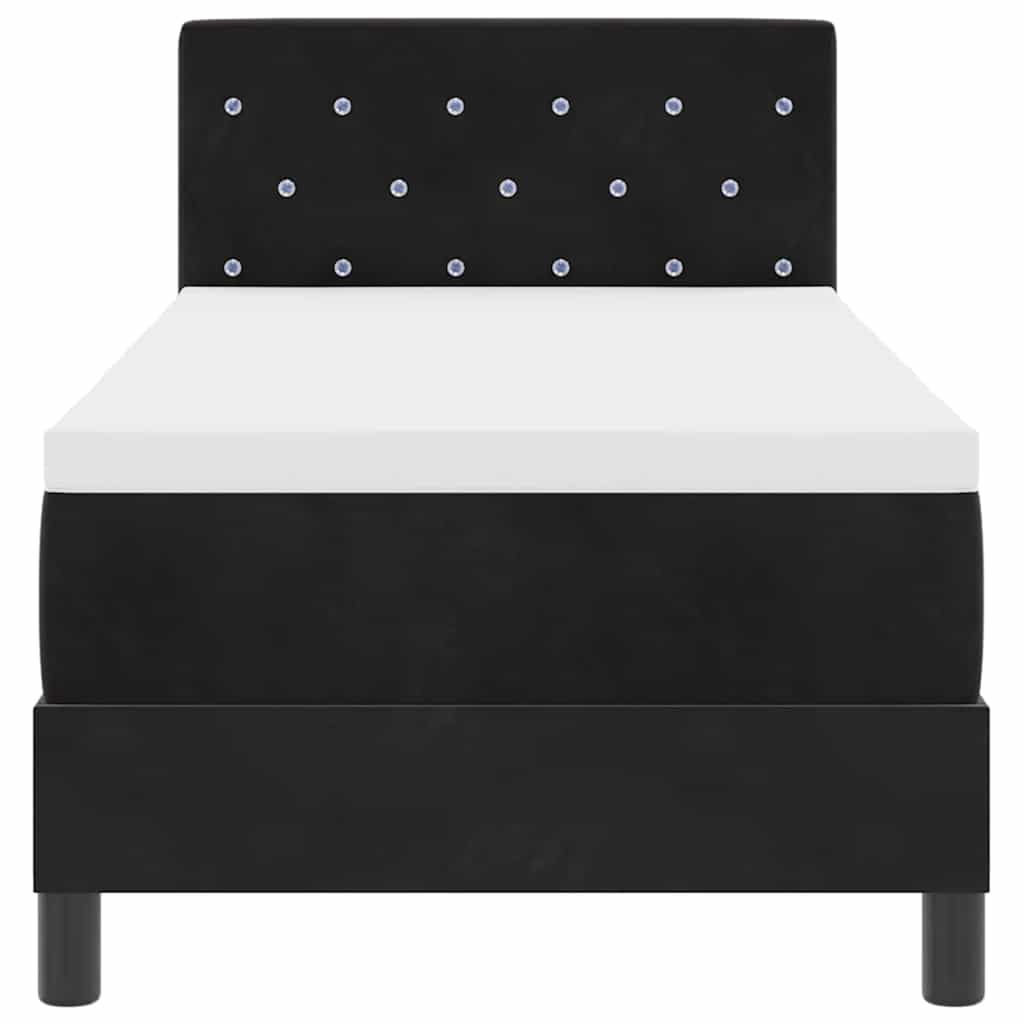 vidaXL LED Κρεβάτι με βάθρο με στρώμα με led Μαύρο 80 x 200 cm Βελούδο