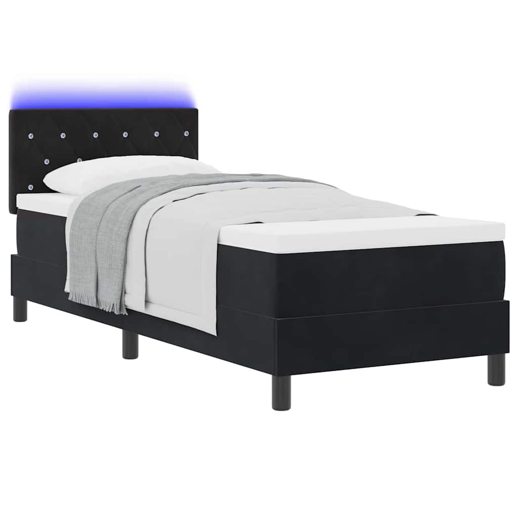 vidaXL LED Κρεβάτι με βάθρο με στρώμα με led Μαύρο 80 x 200 cm Βελούδο