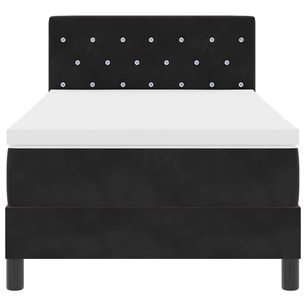 κρεβάτι Box Spring με στρώμα και LED μαύρο 90x200 εκ. βελούδινο