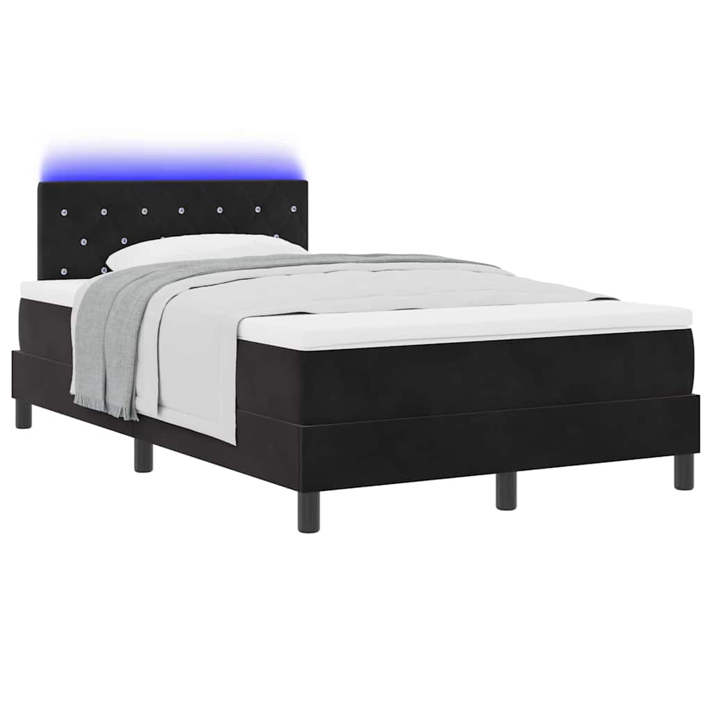 vidaXL LED Κρεβάτι με βάθρο με στρώμα Μαύρο 120 x 190 cm Βελούδο
