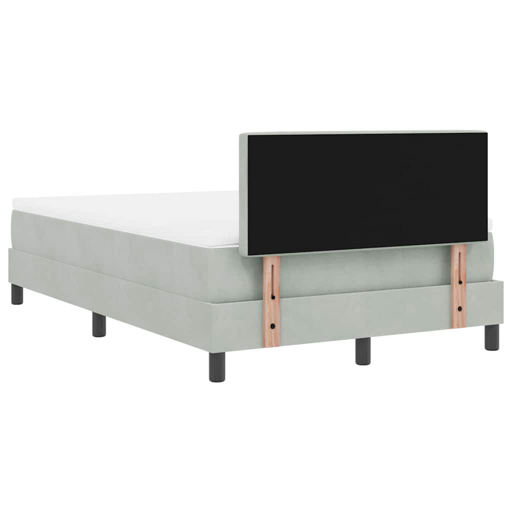 vidaXL LED Κρεβάτι με βάθρο με led Ανοιχτό γκρι 120 x 200 cm Βελούδο