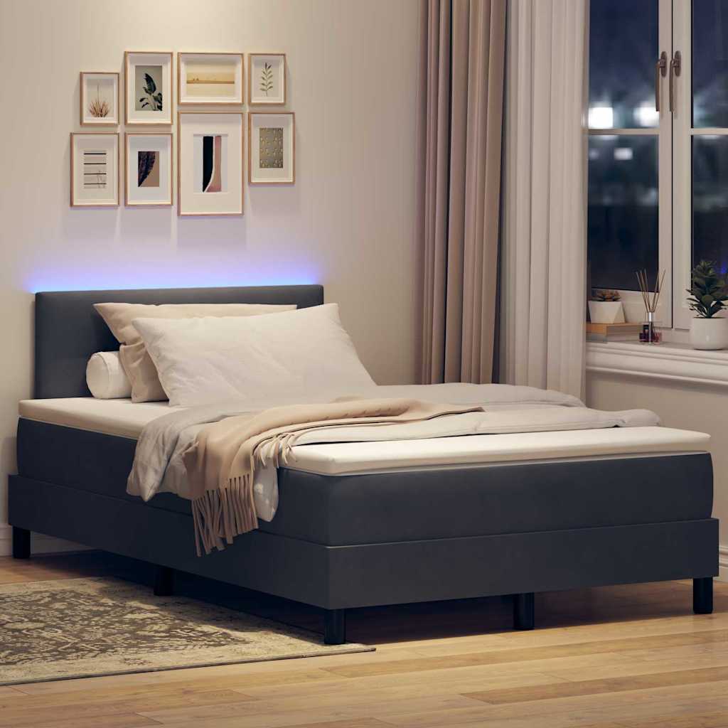 vidaXL Κρεβάτι με Στρώμα & LED Σκούρο Γκρι 120x200 εκ. Βελούδο