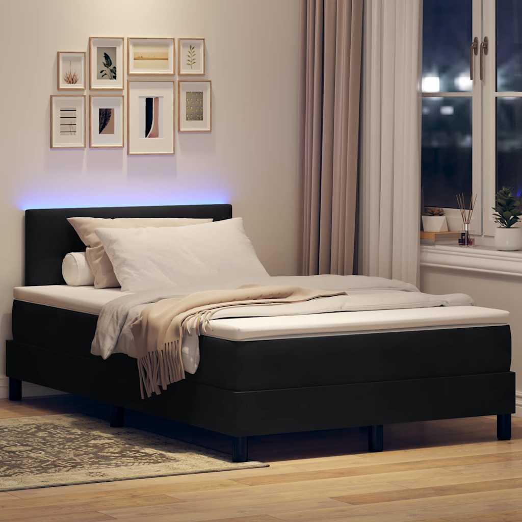vidaXL LED Κρεβάτι με βάθρο με στρώμα Μαύρο 120 x 200 cm Βελούδο