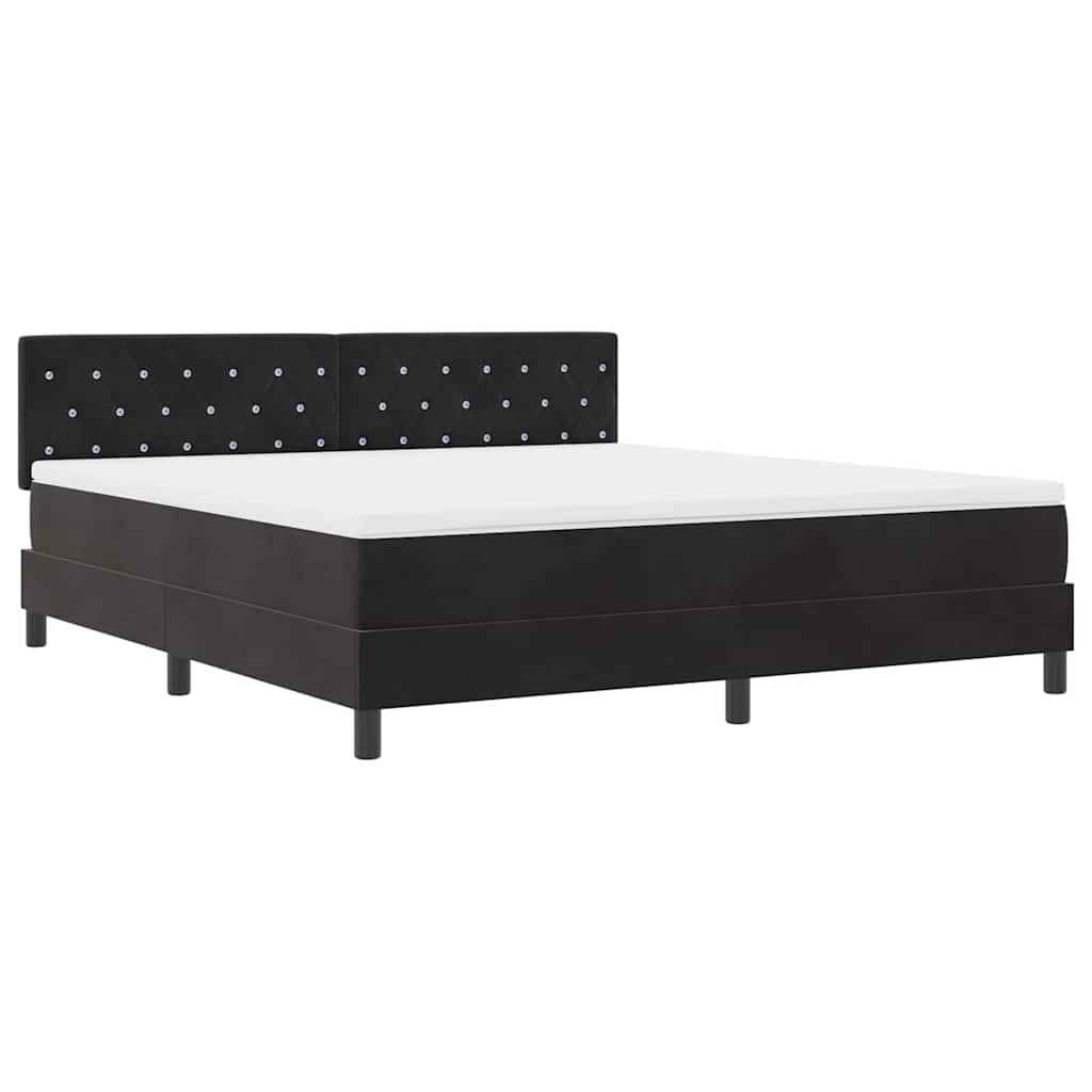 vidaXL LED Κρεβάτι με βάθρο με στρώμα Μαύρο 180 x 200 cm Βελούδο
