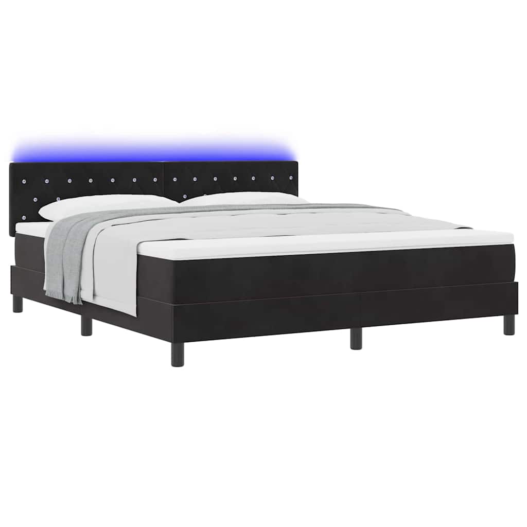 vidaXL LED Κρεβάτι με βάθρο με στρώμα Μαύρο 180 x 200 cm Βελούδο