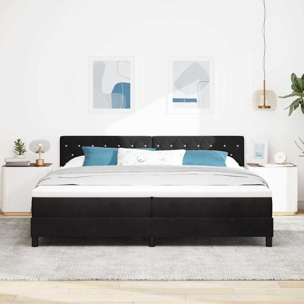 vidaXL LED Κρεβάτι με βάθρο με κεφαλάρι Μαύρο 200 x 200 cm Βελούδο