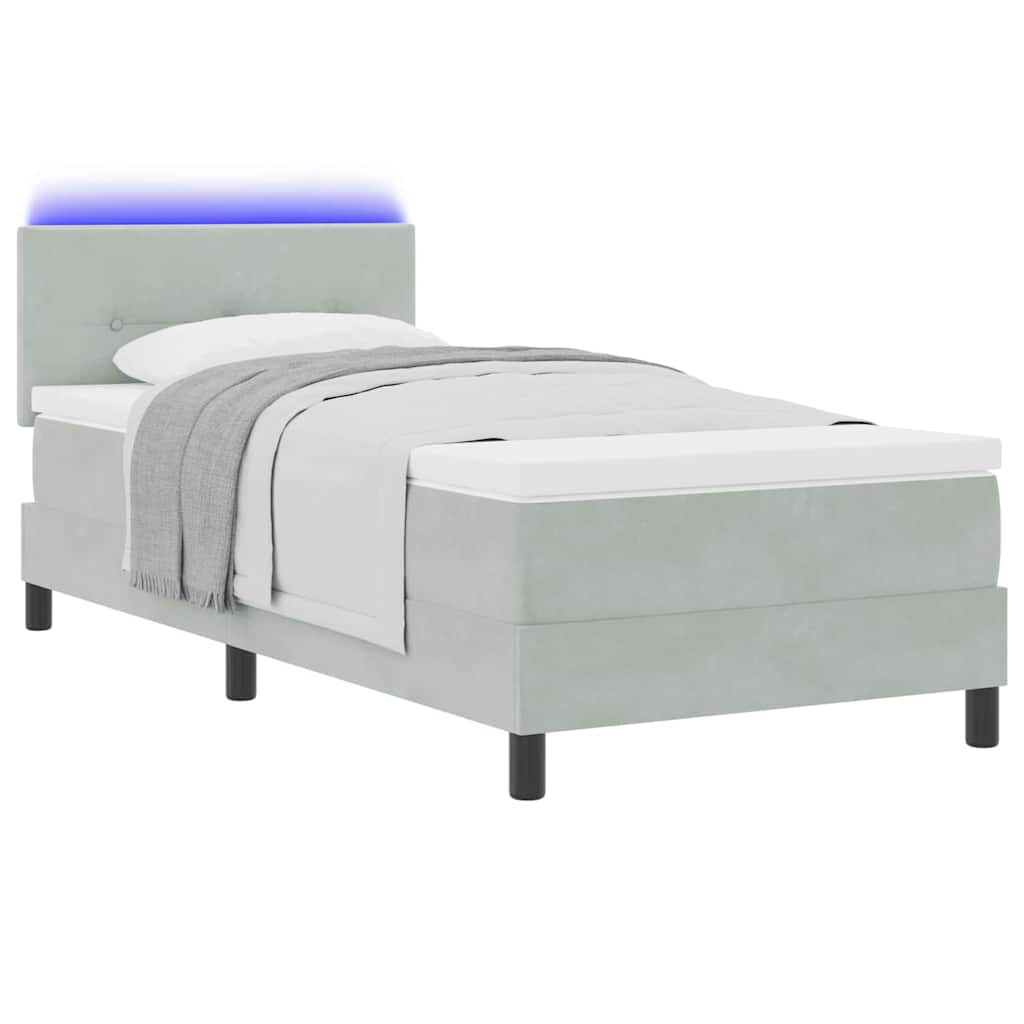 vidaXL LED Κρεβάτι με βάθρο Ανοιχτό γκρι 80 x 200 cm Βελούδο