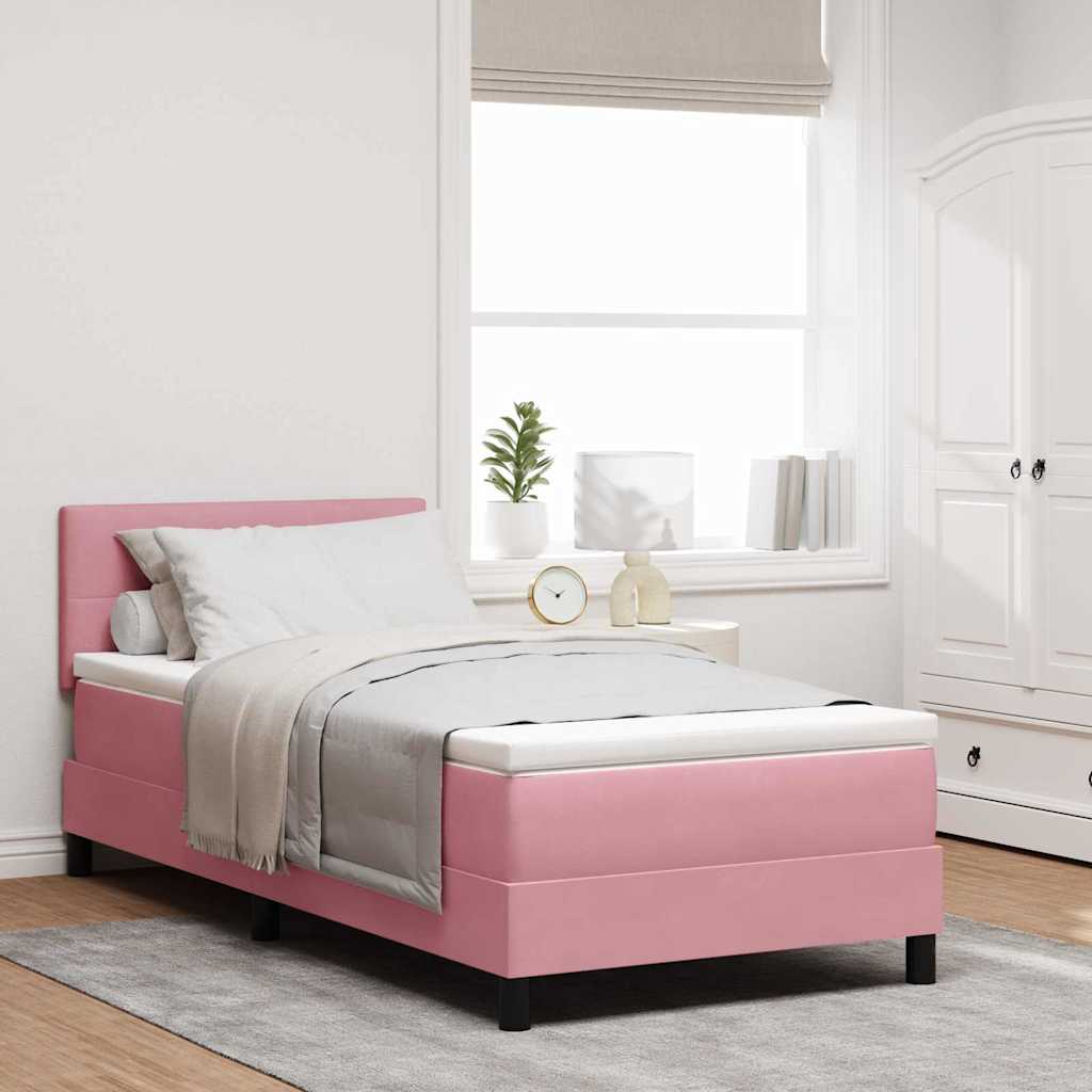 vidaXL LED Κρεβάτι με βάθρο με κεφαλάρι Ροζ 80 x 200 cm Βελούδο