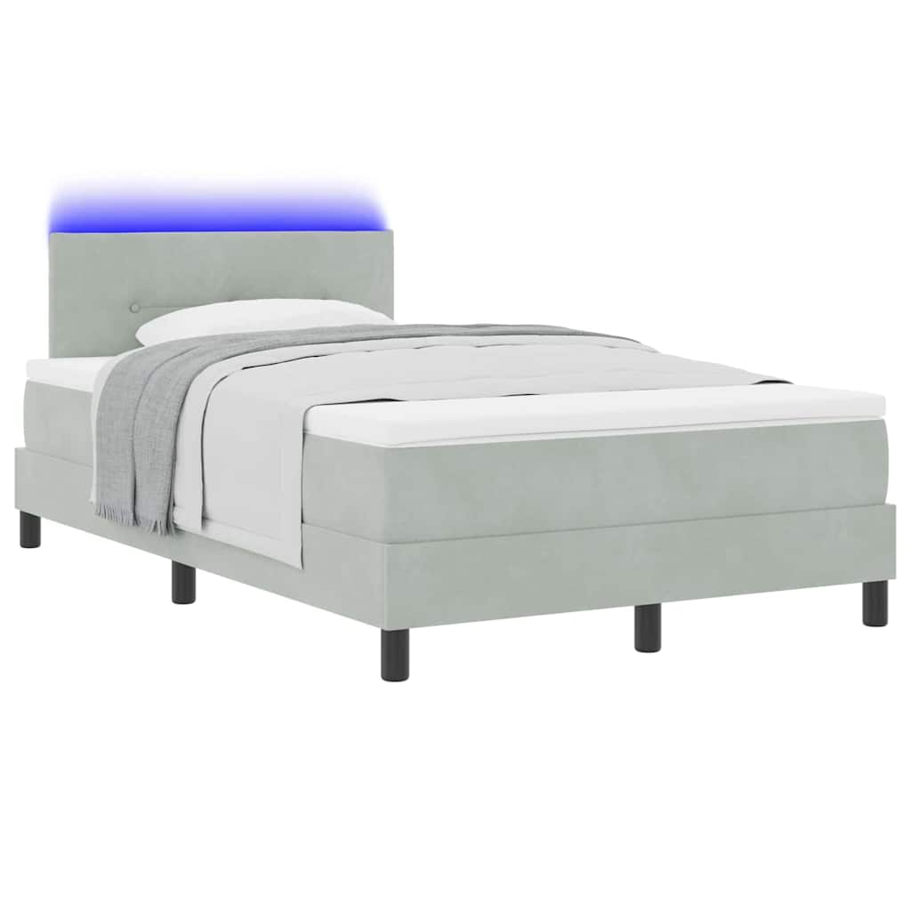 vidaXL LED Κρεβάτι με βάθρο Ανοιχτό γκρι 120 x 200 cm Βελούδο