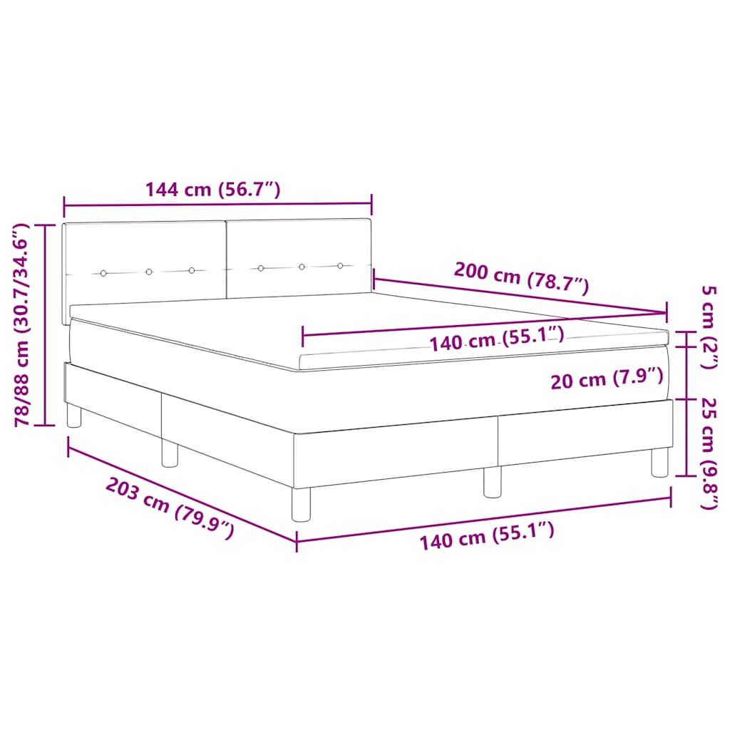 vidaXL LED Κρεβάτι με βάθρο Ανοιχτό γκρι 140 x 200 cm Βελούδο