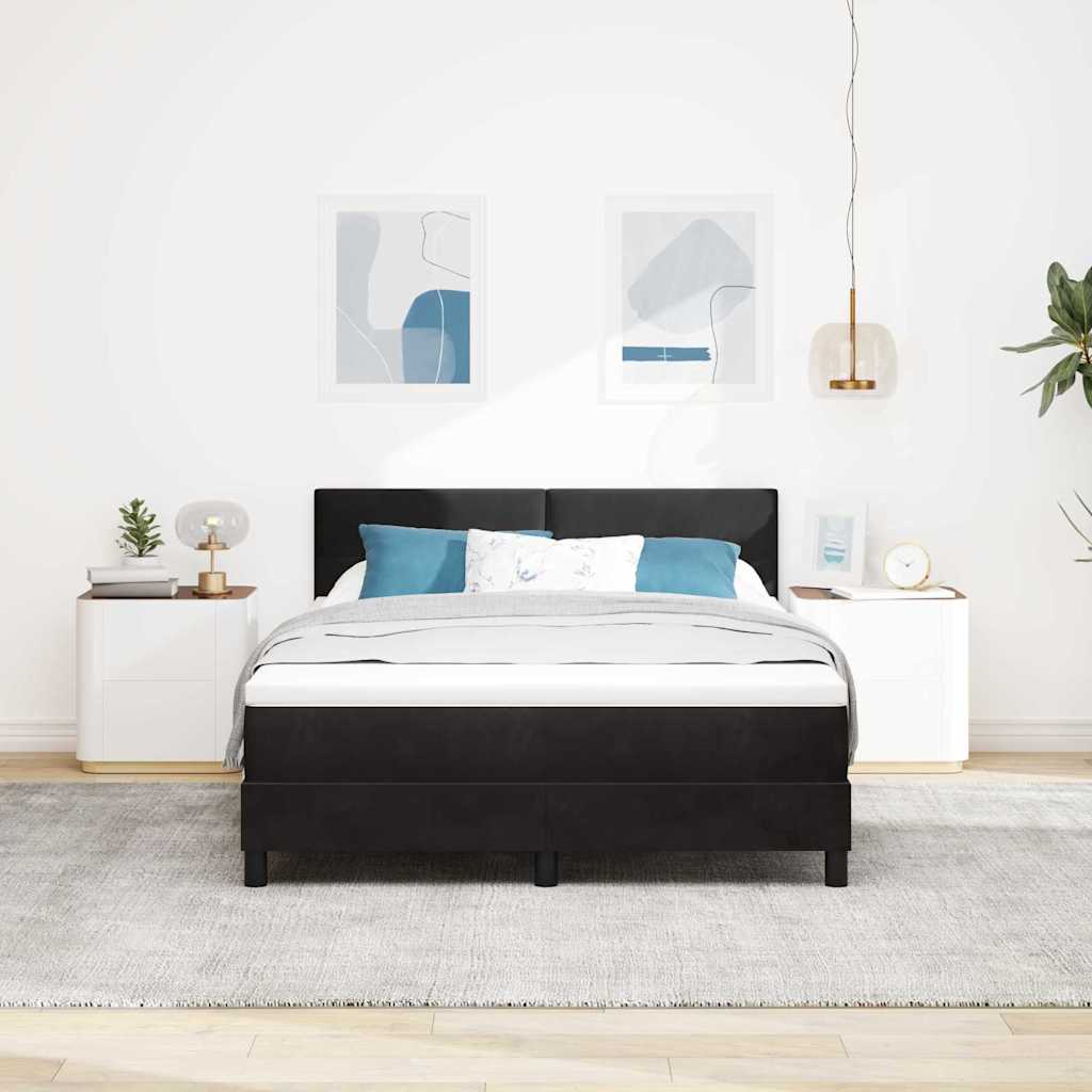 vidaXL LED Κρεβάτι με βάθρο με κεφαλάρι Μαύρο 160 x 200 cm Βελούδο