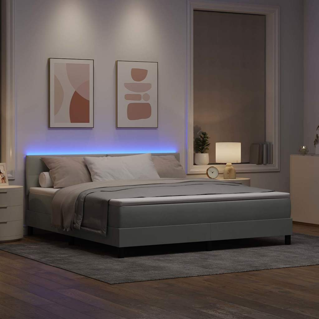 vidaXL LED Κρεβάτι με βάθρο Ανοιχτό γκρι 180 x 200 cm Βελούδο