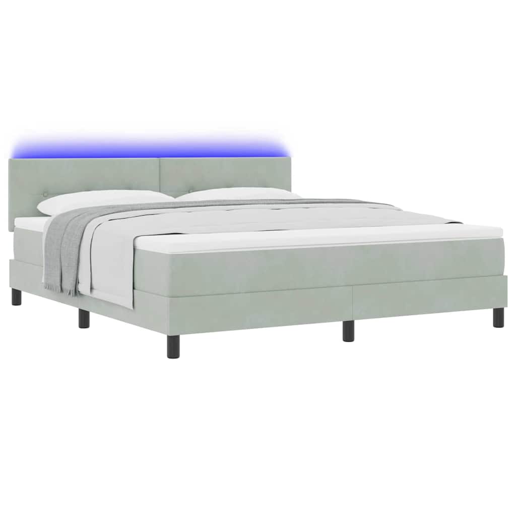 vidaXL LED Κρεβάτι με βάθρο Ανοιχτό γκρι 180 x 200 cm Βελούδο