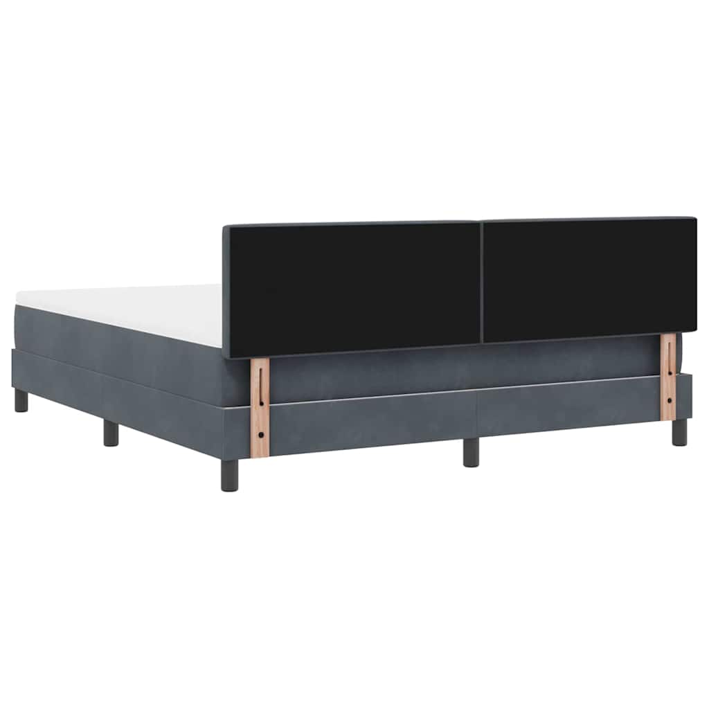 vidaXL LED Κρεβάτι με βάθρο Σκούρο Γκρι 180 x 200 cm Βελούδο