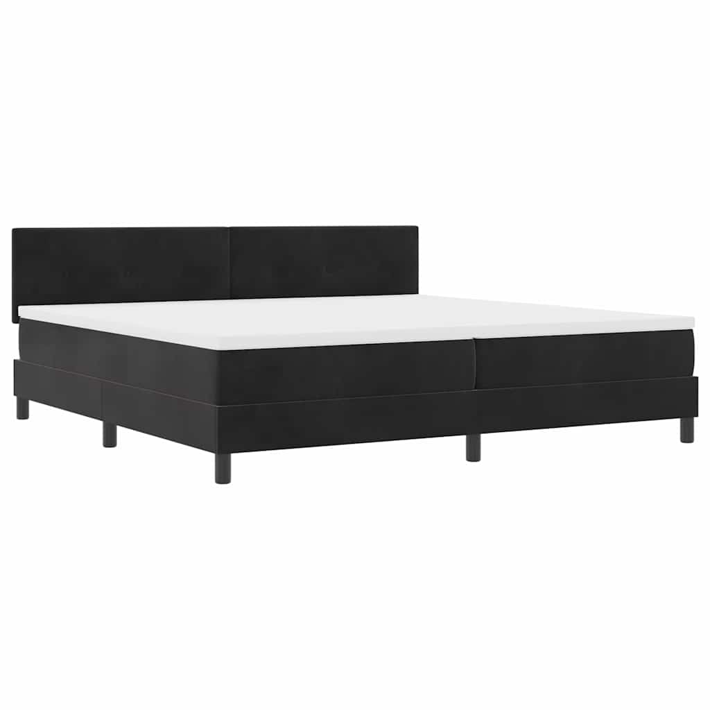 vidaXL LED Κρεβάτι με βάθρο με κεφαλάρι Μαύρο 200 x 200 cm Βελούδο