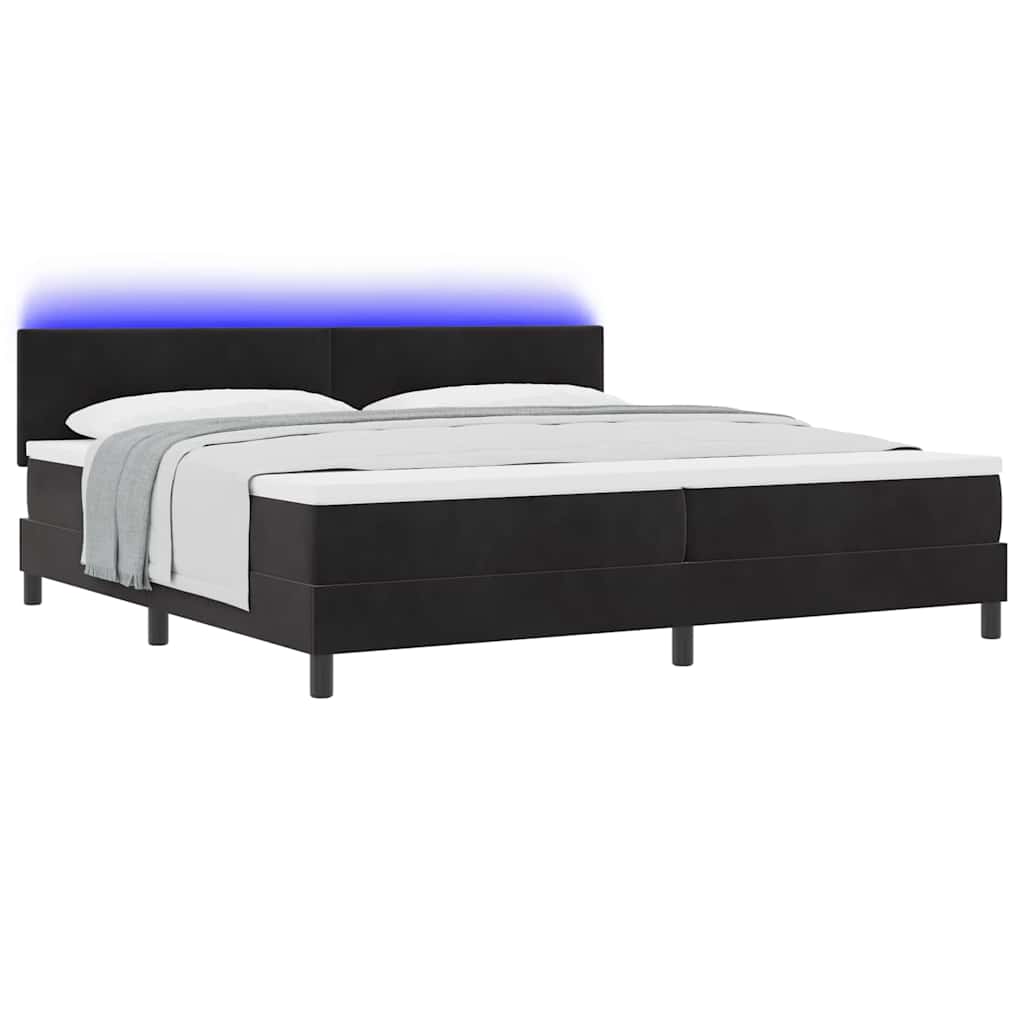 vidaXL LED Κρεβάτι με βάθρο με κεφαλάρι Μαύρο 200 x 200 cm Βελούδο
