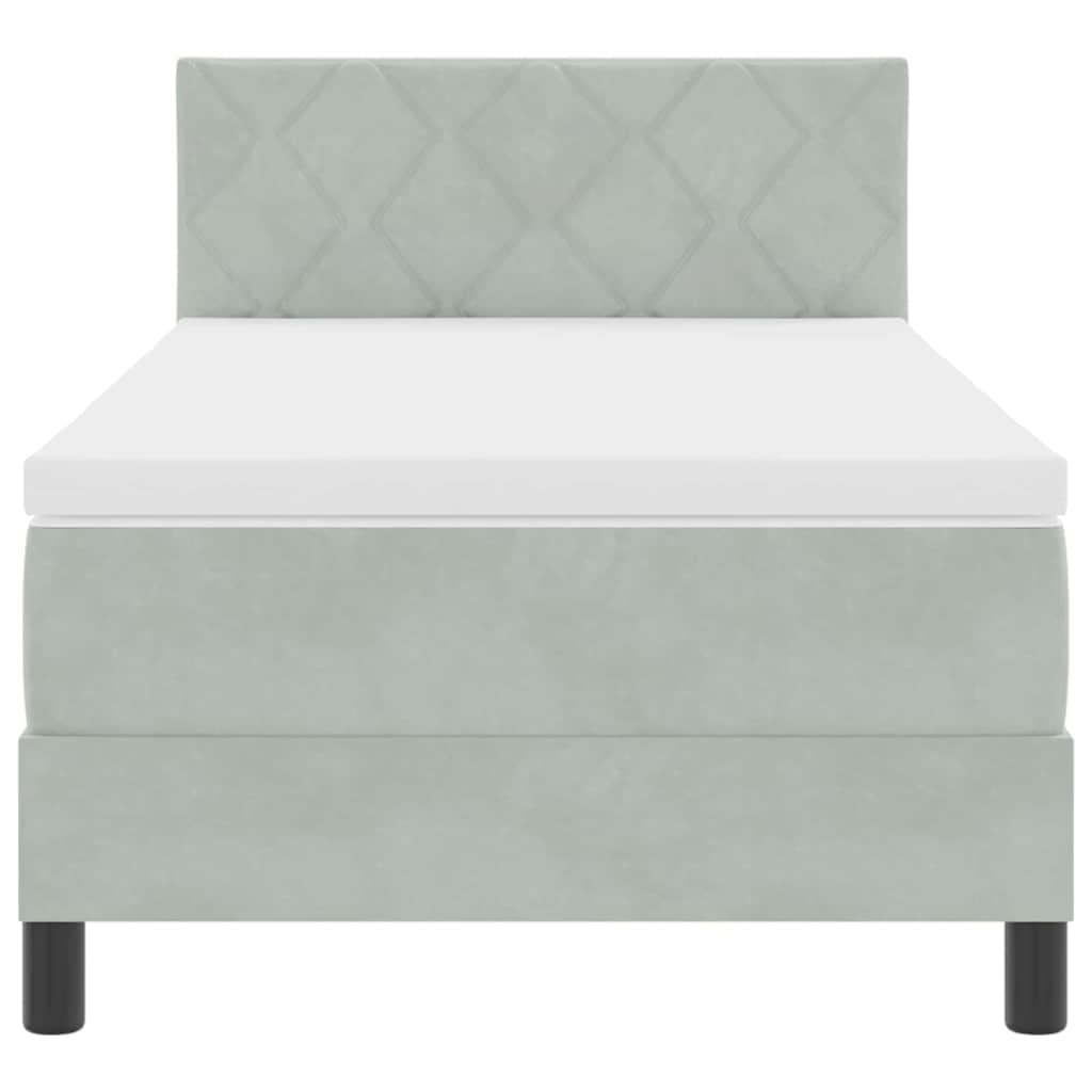 vidaXL κρεβάτι τύπου box spring με στρώμα & LED φως Γκρι 90x190 εκ Βελούδο