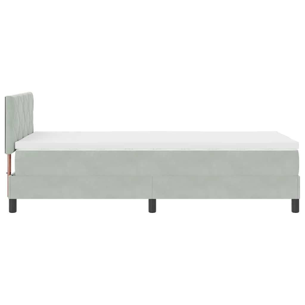 vidaXL κρεβάτι τύπου box spring με στρώμα & LED φως Γκρι 90x190 εκ Βελούδο