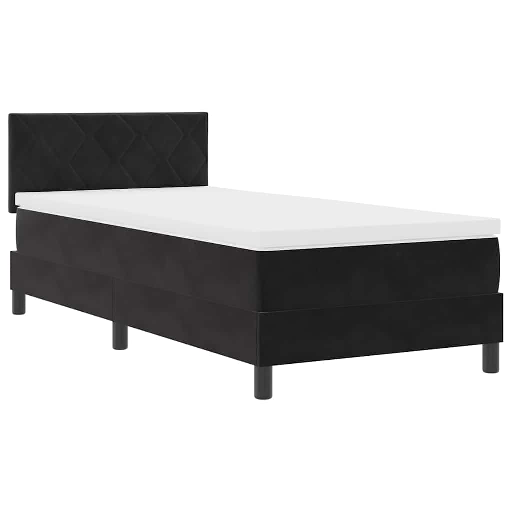 vidaXL Κρεβάτι Box Spring με Στρώμα & LED Μαύρο 90x200 εκ Βελούδο
