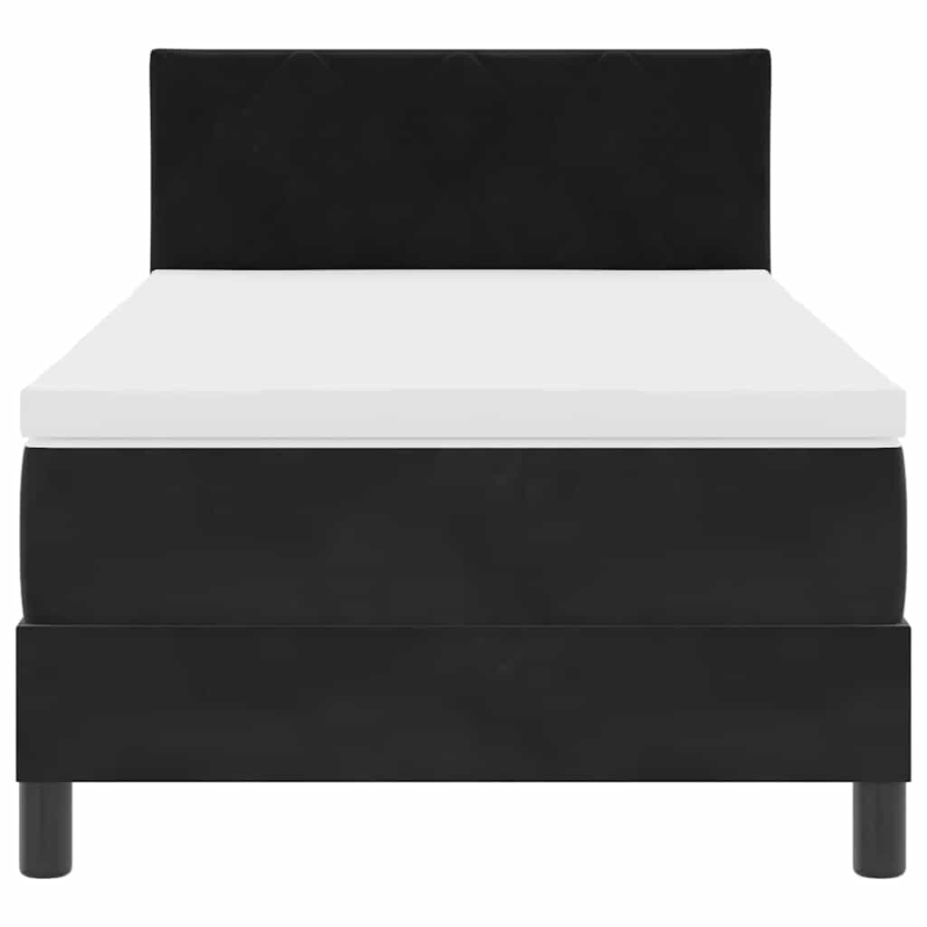 vidaXL Κρεβάτι Box Spring με Στρώμα & LED Μαύρο 90x200 εκ Βελούδο